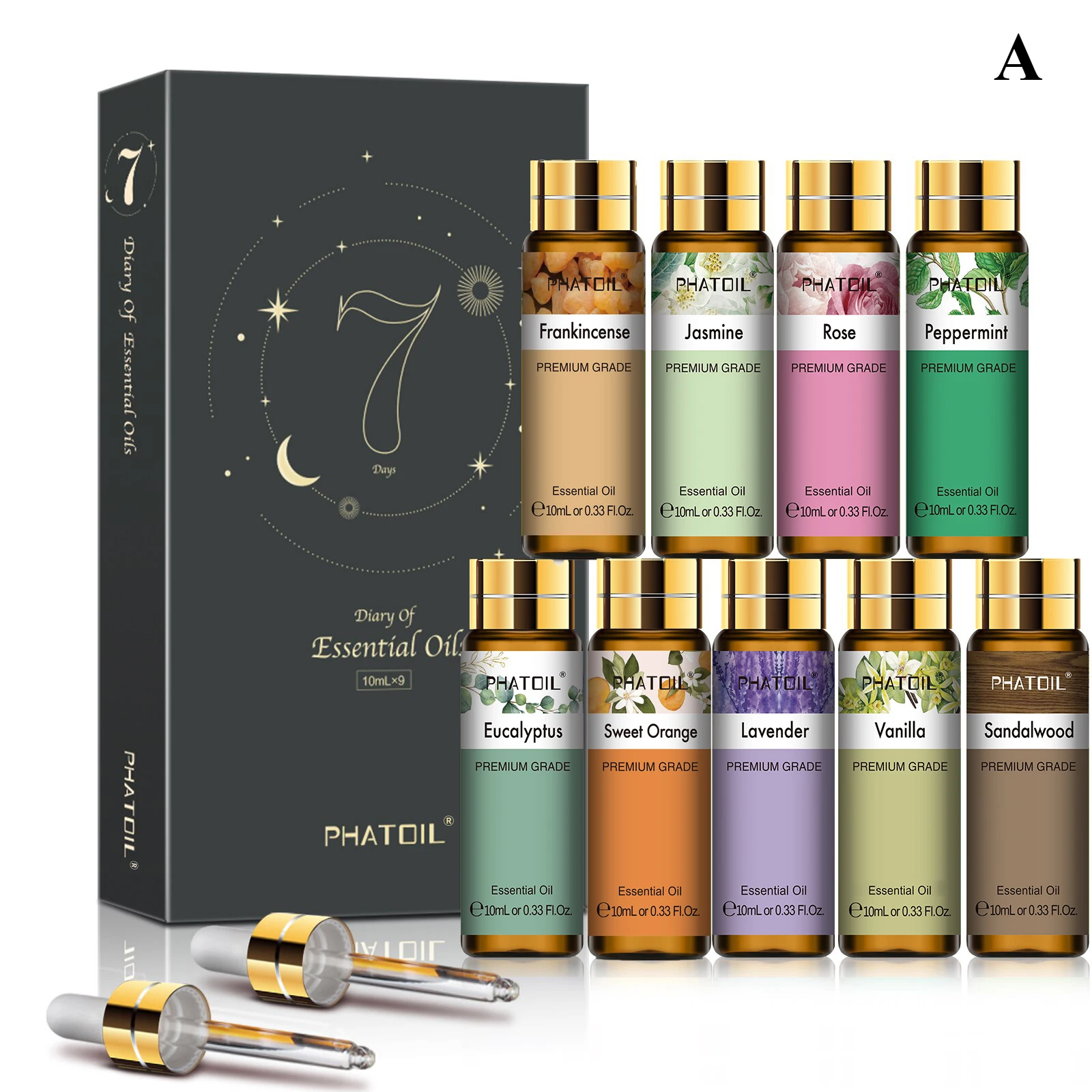 9 Pieces Essential Oil Library – 100% Pure 10ml Botanical Set for Diffusion, Artisanal Crafting & Wellness