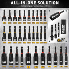 58 Pcs Magnetic Impact Nut Driver Set – Metric & SAE | Universal Socket, Magnetic Pickup Tool, Quick-Change Extension