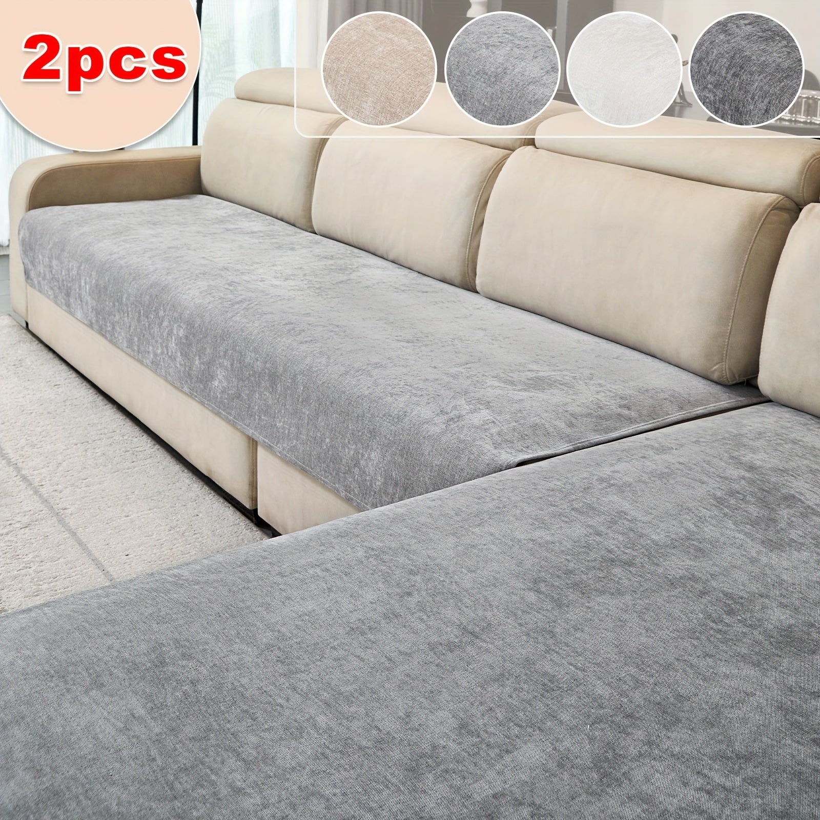 2pcs Yanmo Chenille L-Shaped Sofa Cover by Snagg A Sofa Cover
