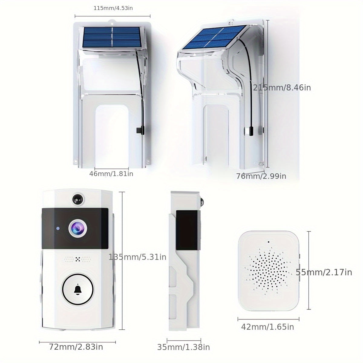 Wireless Solar Powered Video Doorbell HD Camera with Motion Detection by Snagg A Doorbell Camera