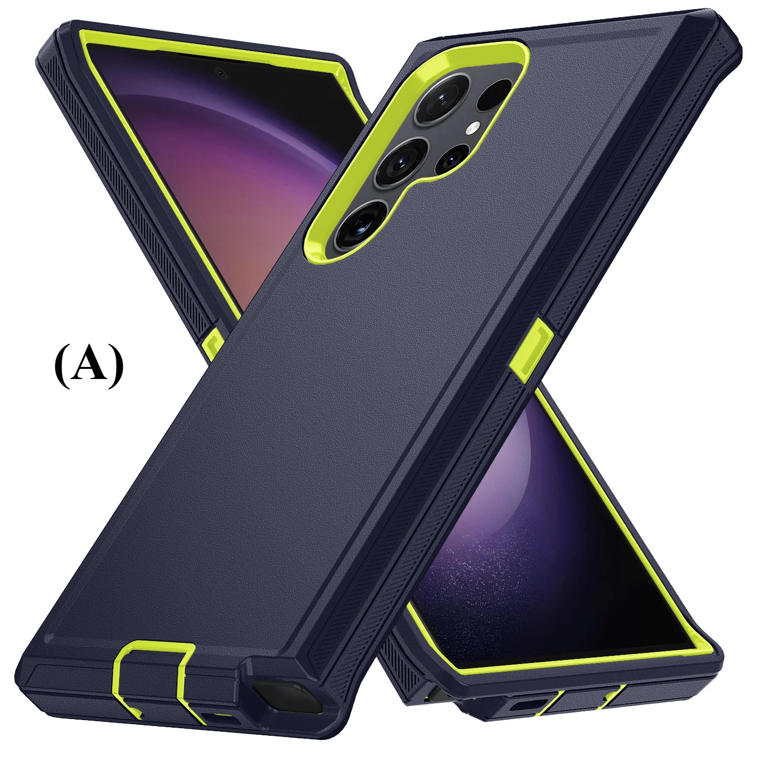 Armor Shockproof Defender Case – for Samsung Galaxy S22 Series - A - Black & Green / Pc + tpu / S22plus - Phone Cases