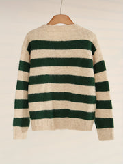 Women’s Striped Crew Neck Cardigan by Snagg A Top