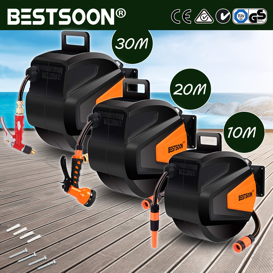 Retractable Garden Hose Reel with Auto Rewind by Snagg A Garden Hose