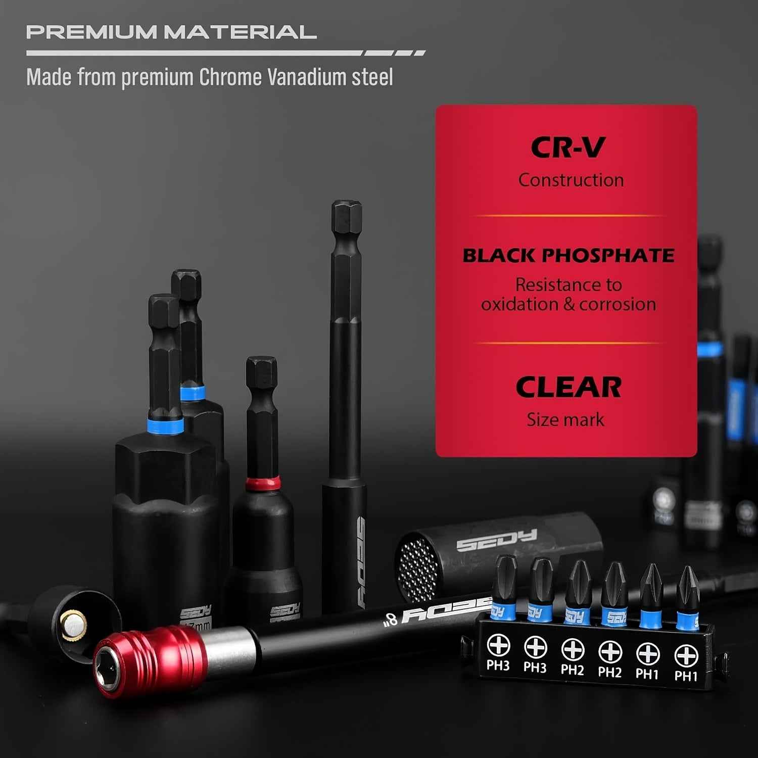 80 Pcs Universal Impact Magnetic Socket & Nut Driver Set – Metric & SAE, Cr-V Steel, Quick-Release Extension