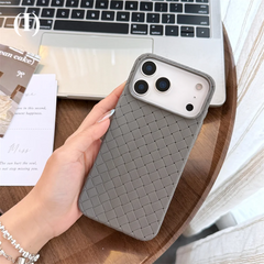 Braided Textured Breathable Shockproof Back Case – for iPhone 15 Series - I - Gray / Phone Cases & Covers
