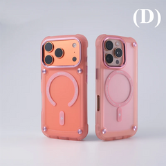 Metal Button Shockproof Magnetic Matte Translucent Case – for iPhone 17 Series - D - Pink / iPhone17 Pro - Phone Cases