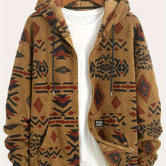 Men’s Double-Sided Ethnic Print Plush Hoodie by Snagg A Jacket