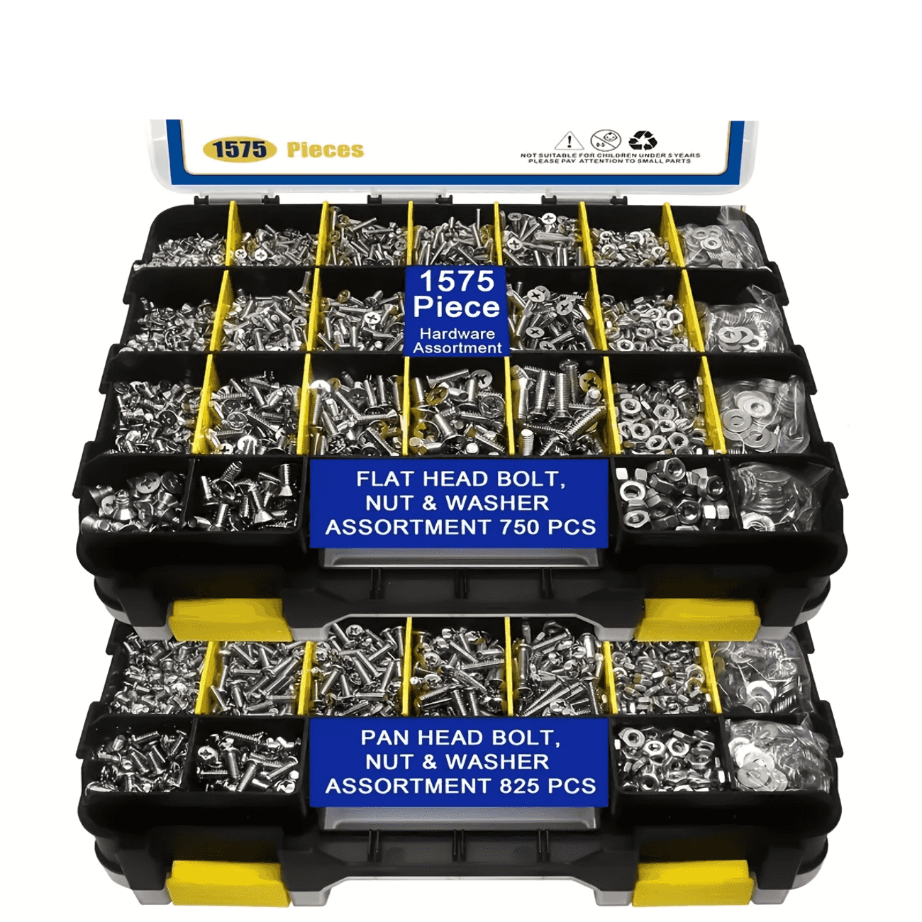 1575 Piece Stainless Steel Bolt Nut & Washer Assortment - 1575pcs (yellow) - Power Tools Gadget