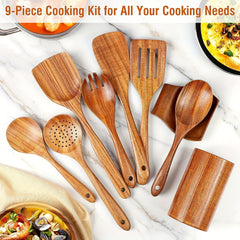 9pcs Wooden Cooking Utensil Set by Snagg A Utensil