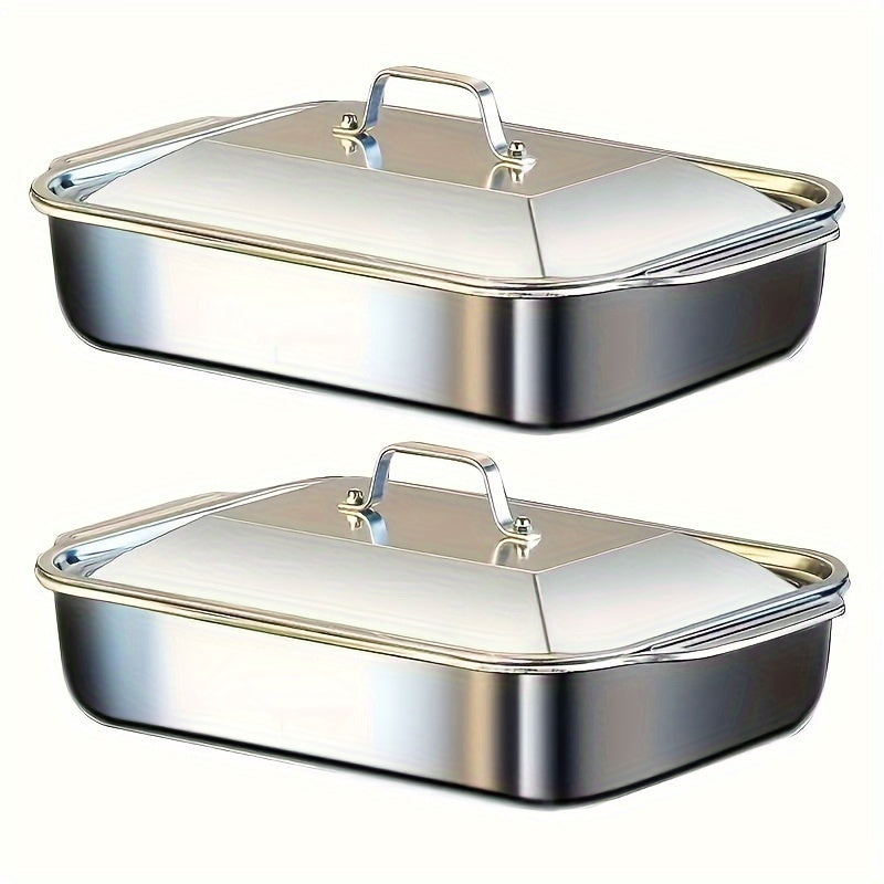 Oversized Heavy Duty Stainless Steel Bakeware with Lid by Snagg A Bakeware