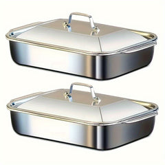 Oversized Heavy Duty Stainless Steel Bakeware with Lid by Snagg A Bakeware