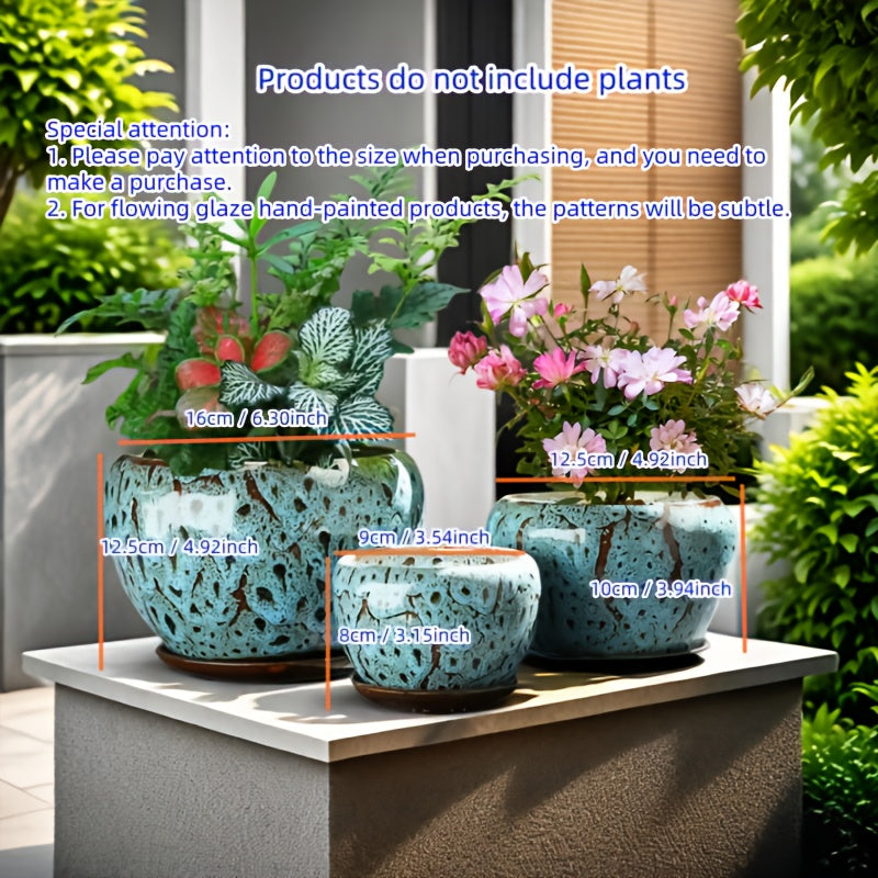 3pcs Decorative Flower Pots with Trays by Snagg A Pot
