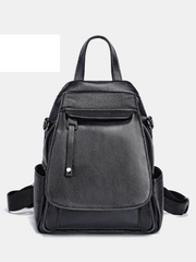 Genuine Leather Women's Fashion Backpack – High-Quality School & Travel Shoulder Bag with Multifunctional Pockets