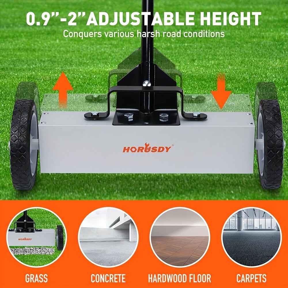 18” Heavy Duty Magnetic Sweeper with Wheels – 45LB Pull Force Nail & Metal Collector for Workshops, Garages & Yards
