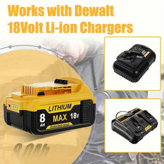 2 Pack 18 V 8.0 Ah Lithium-Ion Batteries — Replacement for Dewalt 18 V Cordless Tools & Chargers