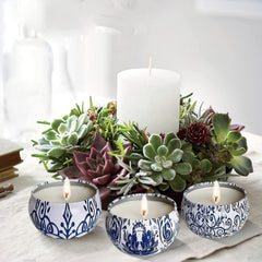 16 Piece Artisan Blue & White Porcelain Scented Candle Gift Box by Snagg A Candle