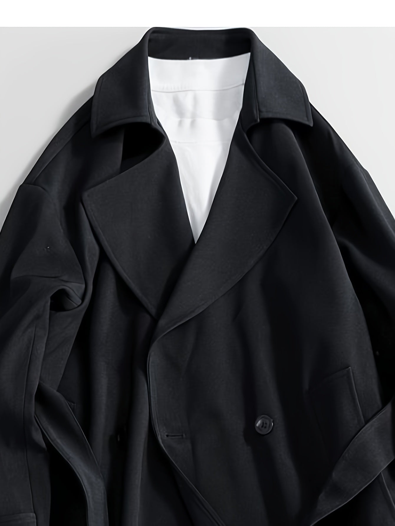 Elegant Men’s Black Double-Breasted Trench Coat by Snagg A Coat