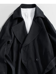 Elegant Men’s Black Double-Breasted Trench Coat by Snagg A Coat