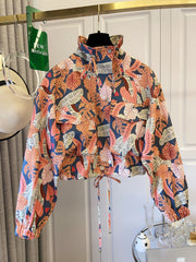 Women’s Casual Short Jacket with Tropical Floral Print by Snagg A Jacket