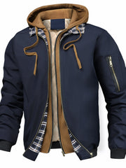 Men’s Solid Color Hooded Jacket with Plaid Lining by Snagg A Jacket