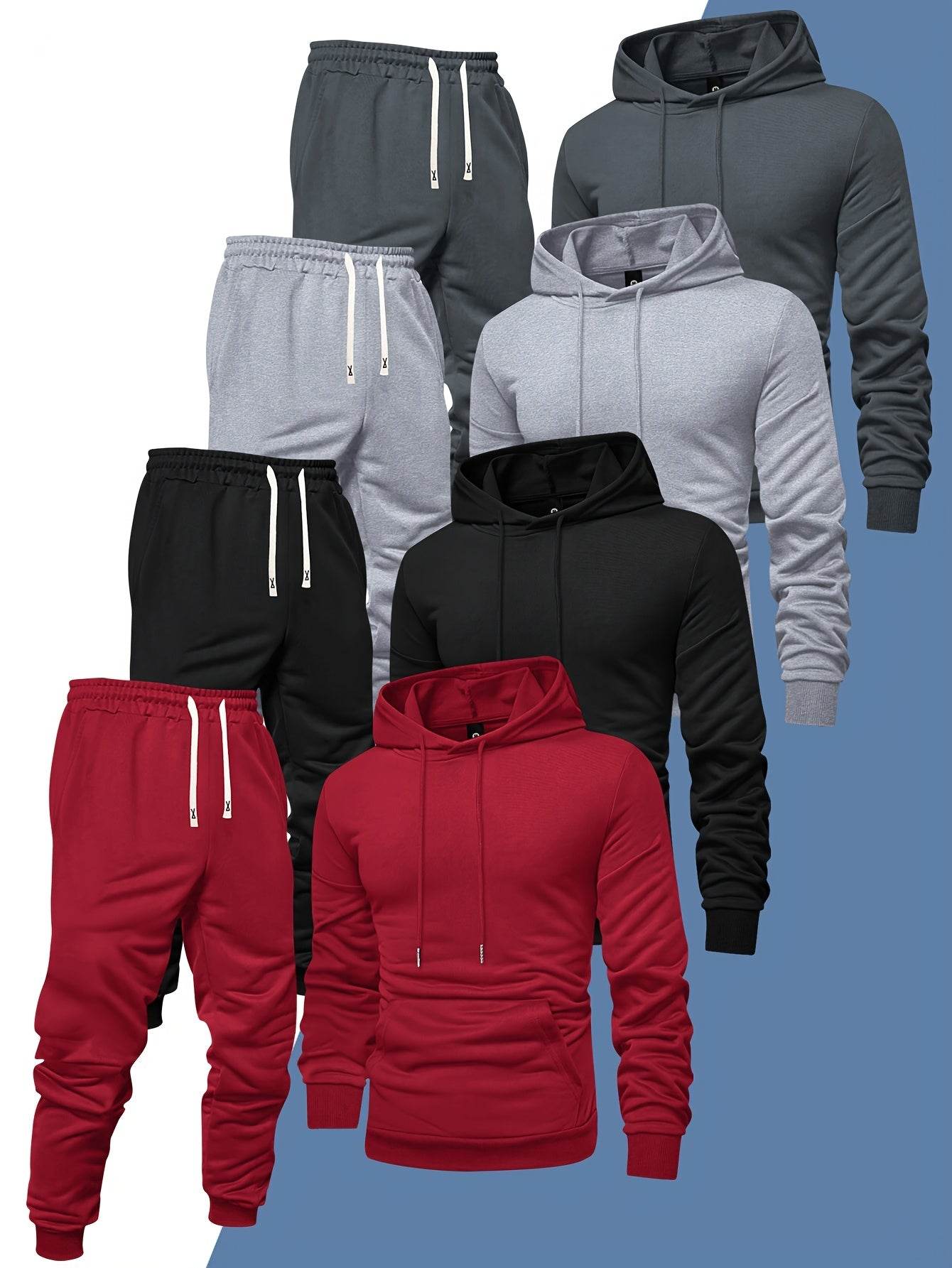 8pcs Men’s Hoodie & Sweatpants Set - SnaggIt