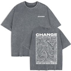 Women's "Change, Never Look Back" Washed T-Shirt | Cotton Oversize Summer Casual O-Neck Top