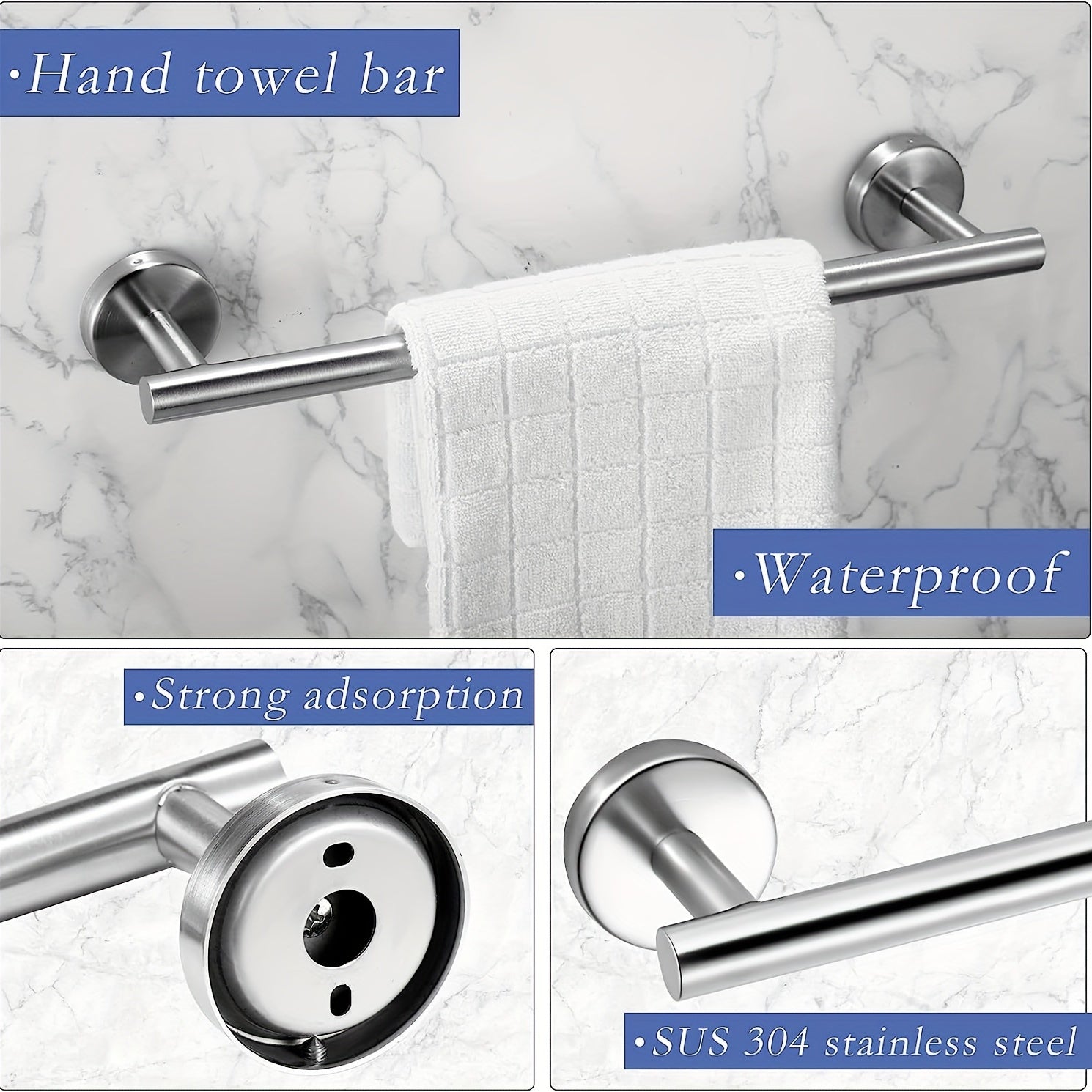 10-Piece Stainless Steel Bathroom Accessories Set by Snagg A Hook