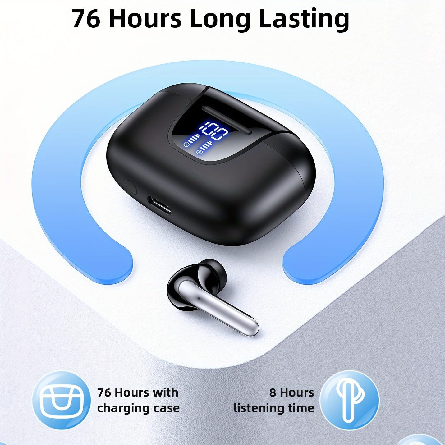 Wireless 5.3 Earbuds | In-Ear Headphones with Mic & Fast Charging Case by Snagg An EarBud