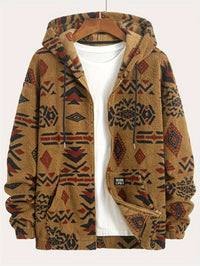 Men’s Double-Sided Ethnic Print Plush Hoodie by Snagg A Jacket