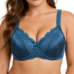 Plus Size Floral Lace Minimizer Bra | Underwire Full Coverage Non-Padded Everyday