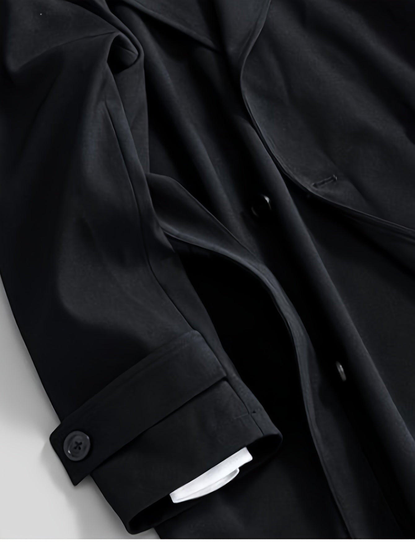 Elegant Men’s Black Double-Breasted Trench Coat by Snagg A Coat