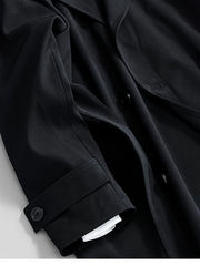 Elegant Men’s Black Double-Breasted Trench Coat by Snagg A Coat