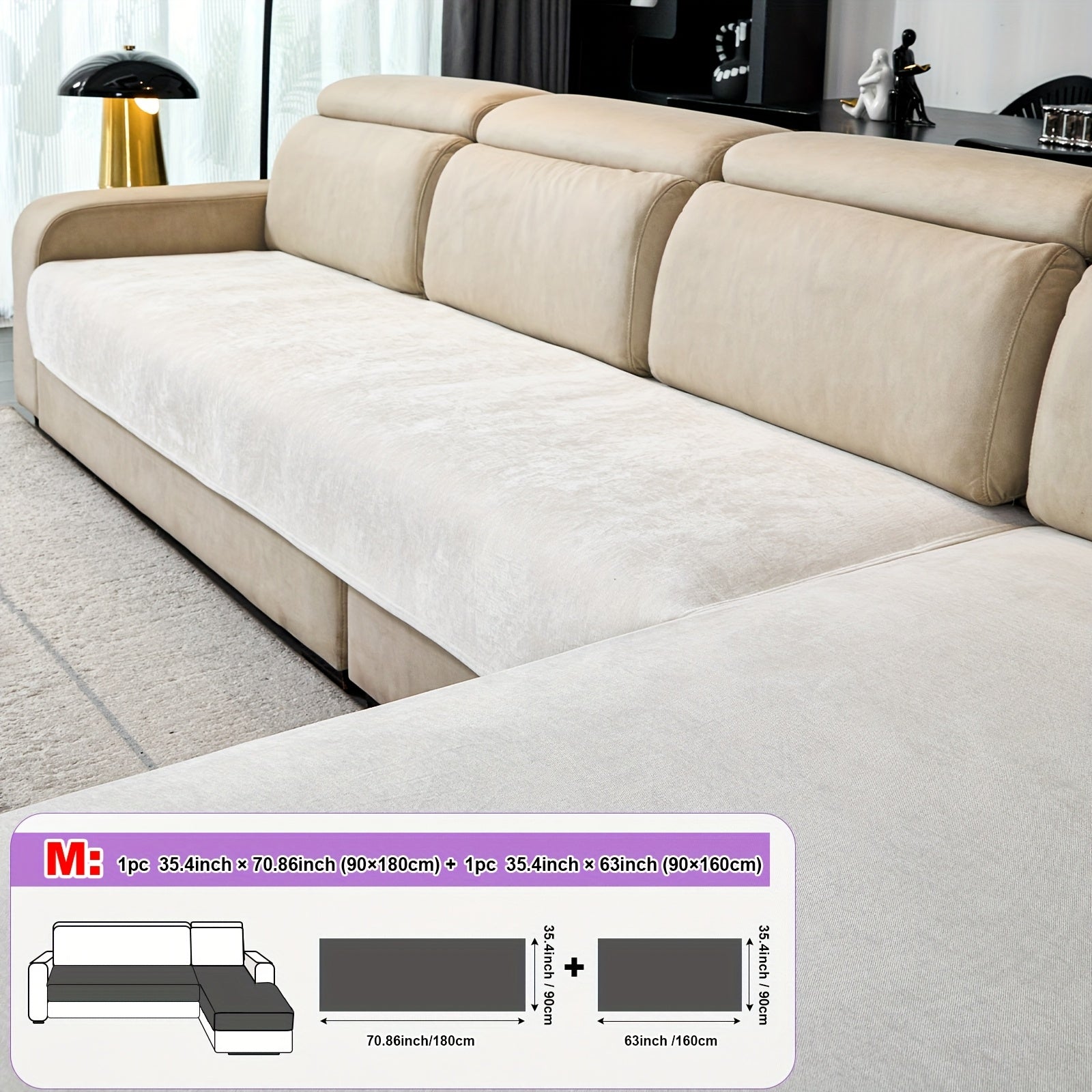 2pcs Yanmo Chenille L-Shaped Sofa Cover by Snagg A Sofa Cover