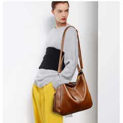 Faux Leather Large Vintage Hobo Tote – European Designer Crossbody & Shoulder Bag for Women