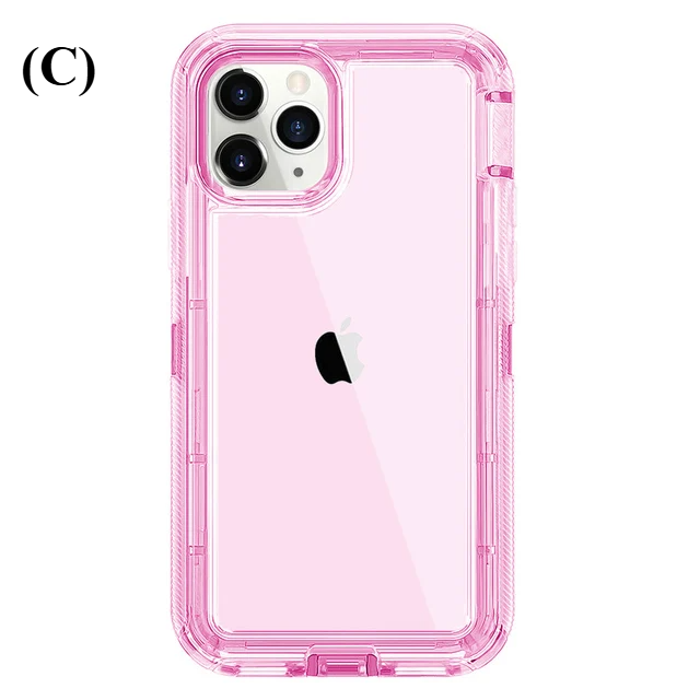Clear Transparent Shockproof Armor Case - For iPhone 16 Series - C - Pink / 16Pro - Phone Cases & Covers