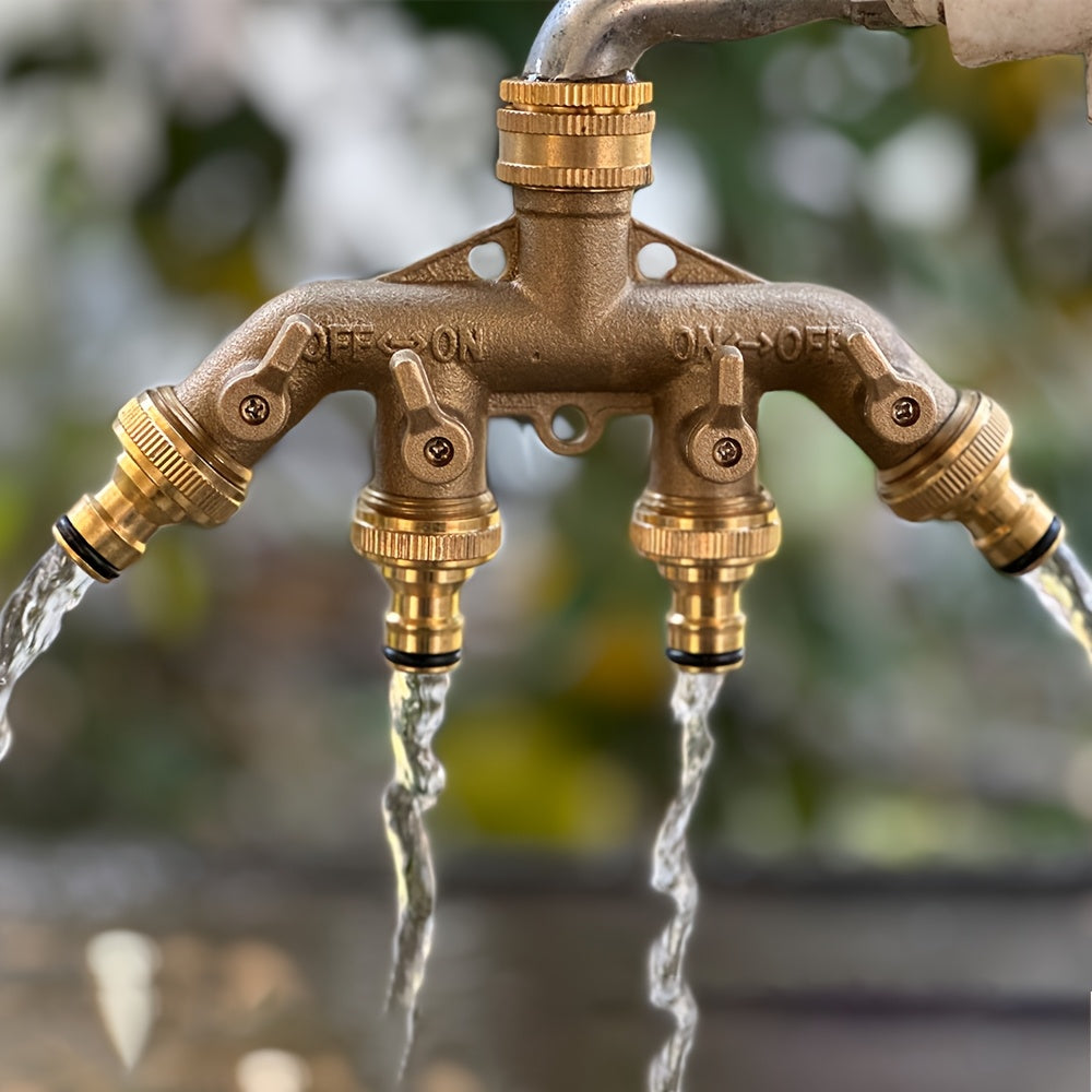 4 Way Brass Garden Hose Splitter with Quick Connector – EU Standard 3/4" by Snagg A Valve