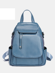 Genuine Leather Women's Fashion Backpack – High-Quality School & Travel Shoulder Bag with Multifunctional Pockets