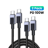 2-Pack USB-C to USB-C Cable PD 100W 5A | E-Marker Chip Fast Charging for MacBook iPhone 17 Samsung S26