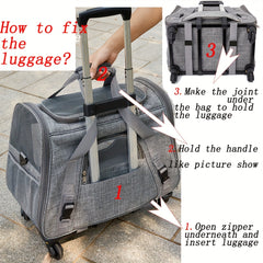 Portable Travel Pet Rolling Carrier with Detachable Handle & Wheels by Snagg A Pet Carrier