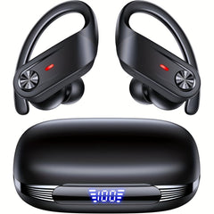Wireless Earbuds 5.4 Headphones Sports, 75H Stereo Deep Bass Over-Ear with Earhooks, 4 ENC Mic, LED Display for Running Workout Exercise Gym, Exercise Audio Gear, Ergonomic Fit, Premium Audio, Noise Isolation, Music Lovers by Snagg An EarBud