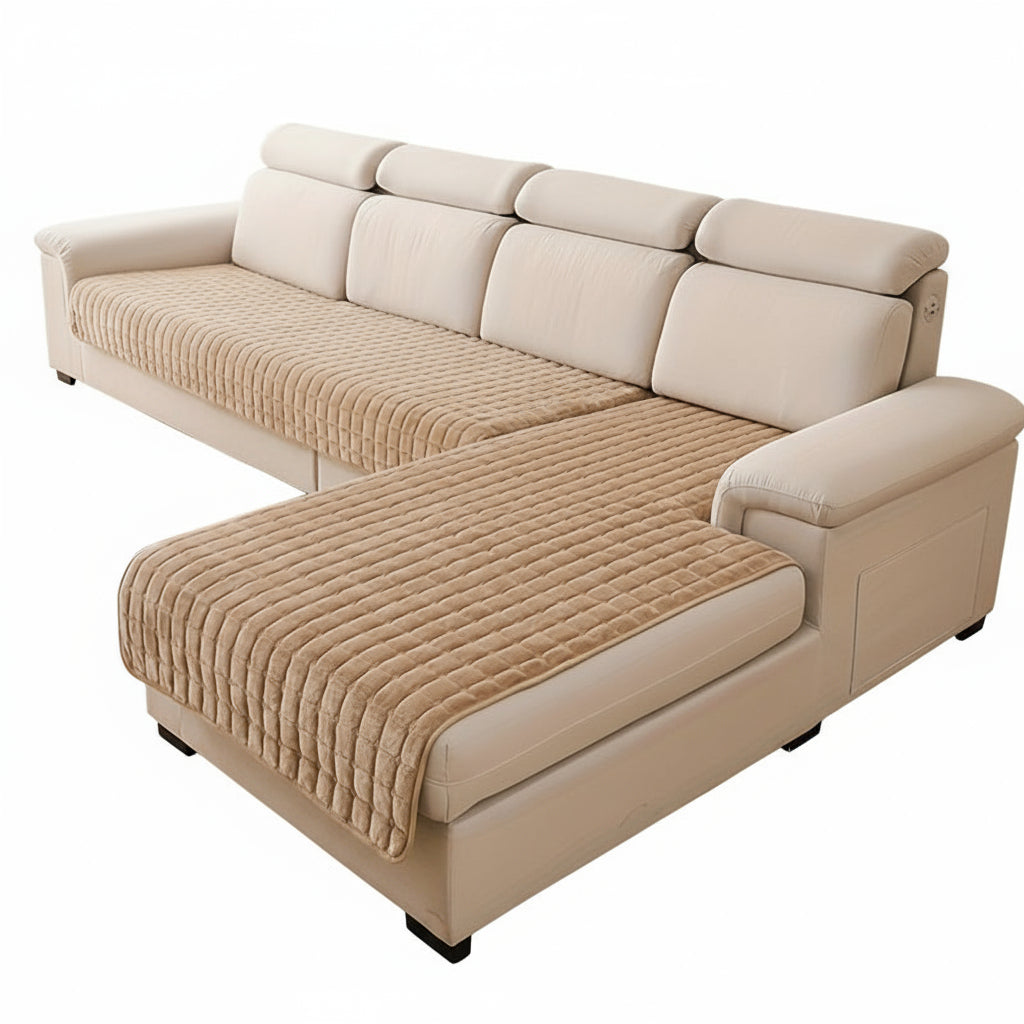 2pcs Elegant Quilted Flannel Sofa Cover Set by Snagg A Sofa Cover