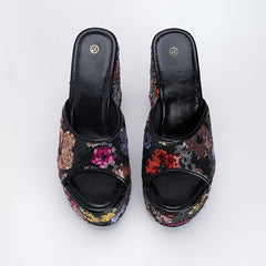 Women’s Floral Sequin Wedge Sandals by Snagg A Sandal