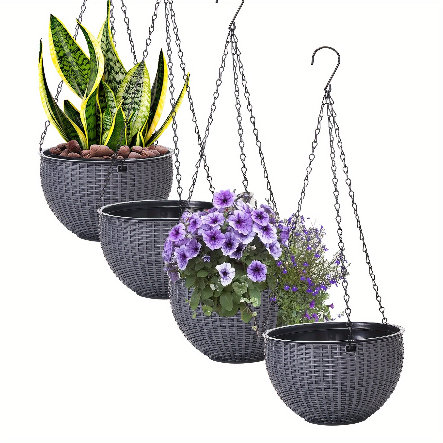 4pcs Hanging Baskets with Chains by Snagg A Pot