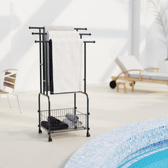 Heavy-Duty 3-Tier Freestanding Towel Rack with Storage Basket by Snagg A Rack