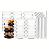 Tall Striped Glasses 16oz Reusable Freezer Safe Set At Home by Snagg A Cup