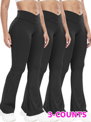 Women’s 3-Pack High-Waisted Cross Waistband Yoga Pants by Snagg A Pant