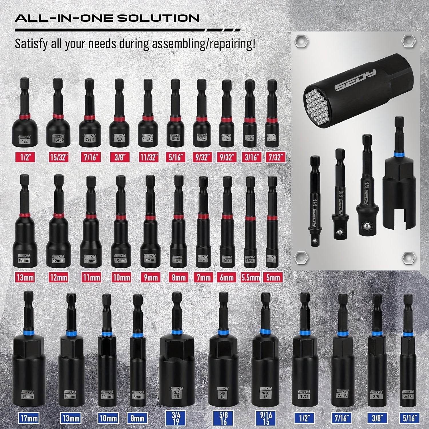 80pcs Magnetic Impact Nut Driver Set - SnaggIt