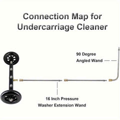 2 in 1 4000PSI Pressure Washer Spray Broom – Car Chassis & Undercarriage Cleaner Attachment - Black - Power Tools Gadget