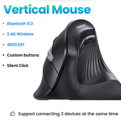 Ergonomic Vertical Wireless Mouse Bluetooth 5.0 & 2.4G Dual Mode for PC & Laptop by Snagg A Gaming Mouse