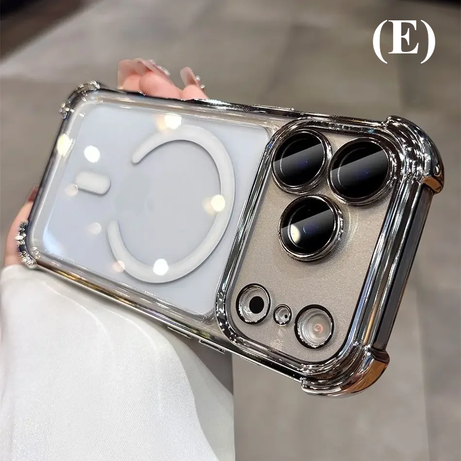 Transparent Airbag Magsafe Shockproof Case for iPhone 17 Series - E - Silver / iPhone17 Pro Max - Phone Cases & Covers